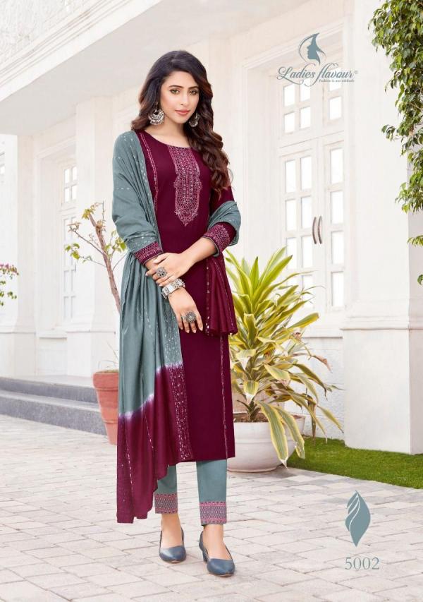 Ladies Flavour Pavitra Vol 5 Rayon Embroidery Designer Readymade Suit